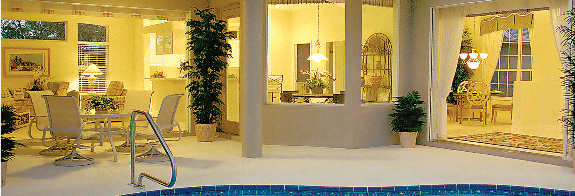Custom Homes Pool at Night